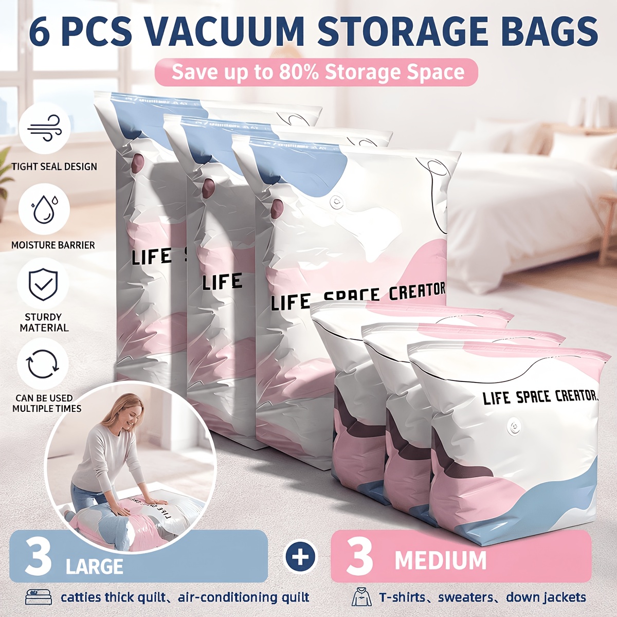 6-Pack Heavy-Duty No-Pump Vacu - Space Blanket Heavy 评论和价格