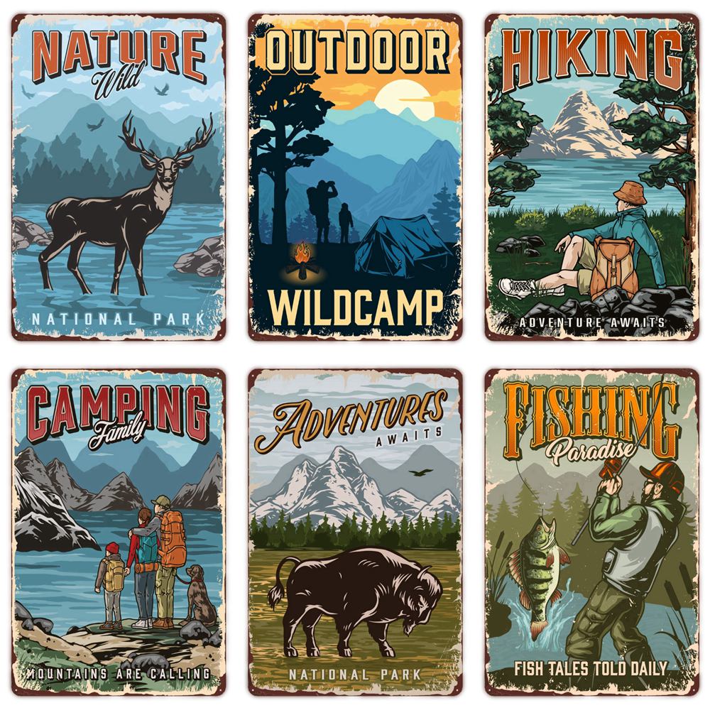 Camping Family Tin Sign, Fishi - Outdoor Adventure Club 评论和价格